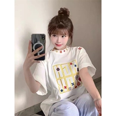 万针全刺绣工艺抖音得物高品质260克重磅纯棉双纱美式高街短袖T恤，男装T恤，电商A486