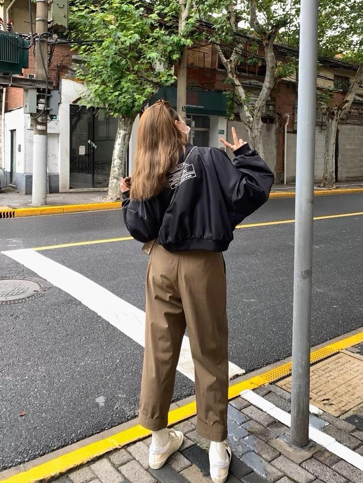 2023春季新款时尚休闲百搭气质宽松显瘦圆领短款外套,女装其它,L·H·X