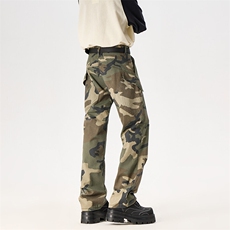 迷彩工装牛仔裤男解构复古vibe设计感微喇直筒休闲长裤子7155P53，男装牛仔裤，星座410-2