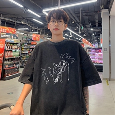 直播品质240克重磅水洗做旧短袖t恤男女SDX234-特P25控48，男装T恤，电商B367