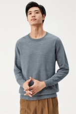 重磅重工软糯加厚~baby小山羊绒休闲男士圆领套头针织衫打底毛衣，男装针织衫/毛衣，雪山红莲