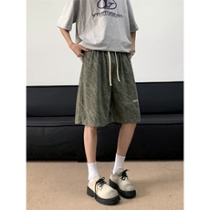 刺绣短裤男士夏季2026新款宽松休闲裤子潮牌外穿美式男生5五分裤，男装牛仔裤，星座410-7