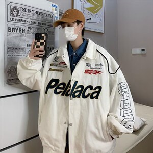 欧美高街刺绣贴标赛车服男女秋季ins休闲宽松飞行夹克WT19P60图片
