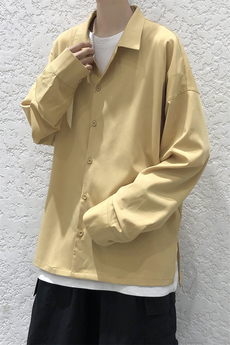 秋季新款2022男生长袖衬衫宽松百搭韩版纯色衬衣A071-C08-P38,男装衬衫,电商A071