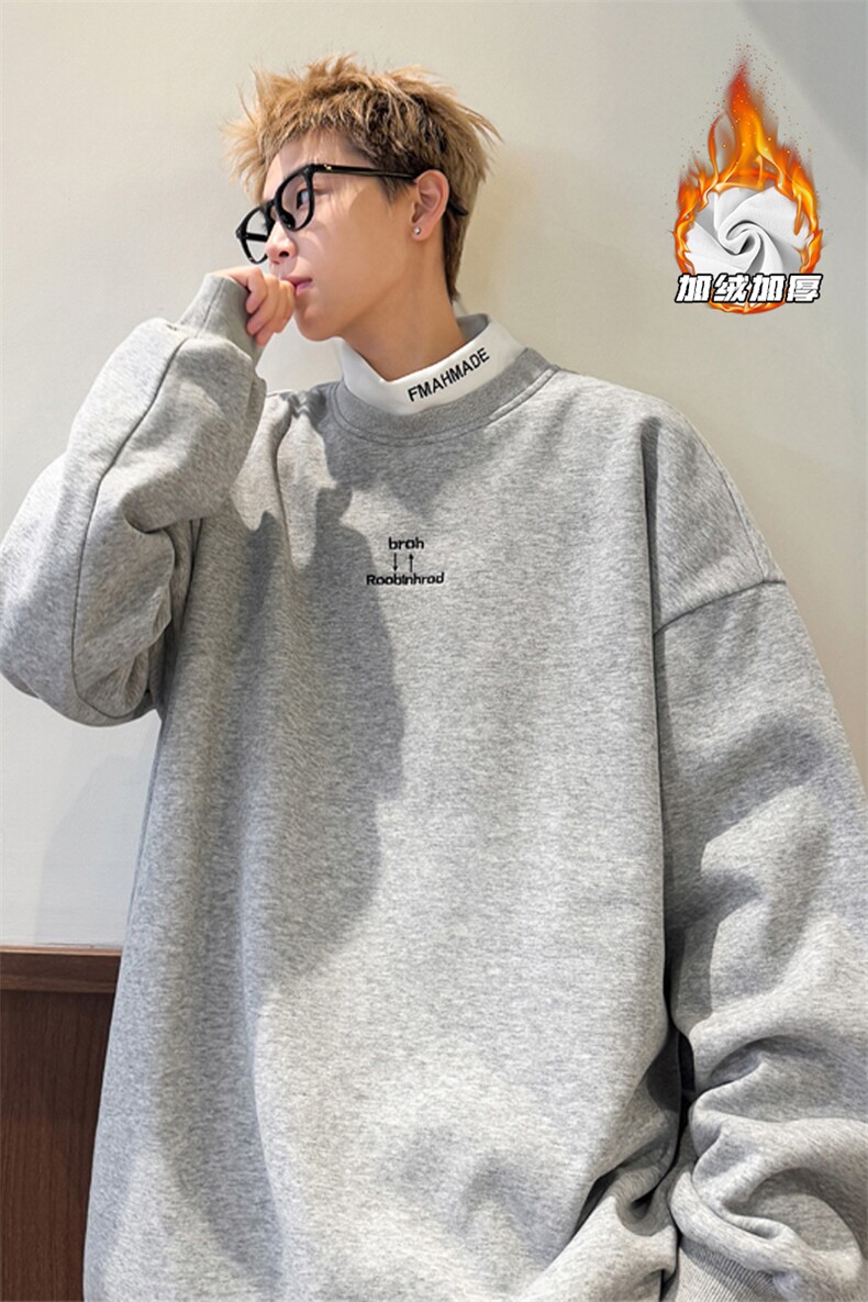 2024冬季新款港风外景大码华棉真超绒卫衣M-5XHW241057-P50,男装卫衣,电商A022