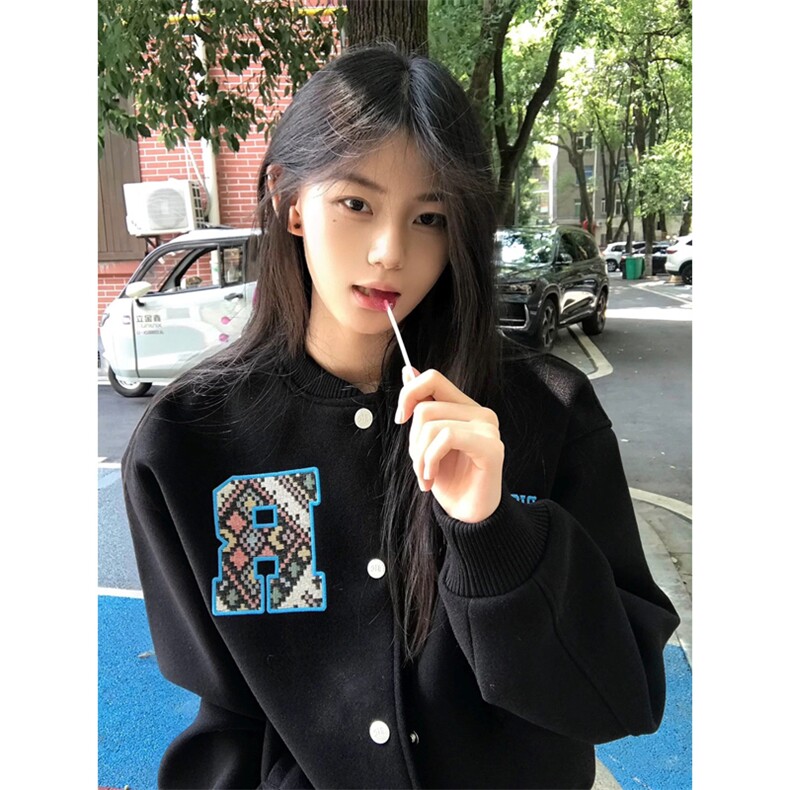 网图有货美式迷宫格民族风贴布字母刺绣棒球夹克男女A1034-P65，男装民族服装，星座1505