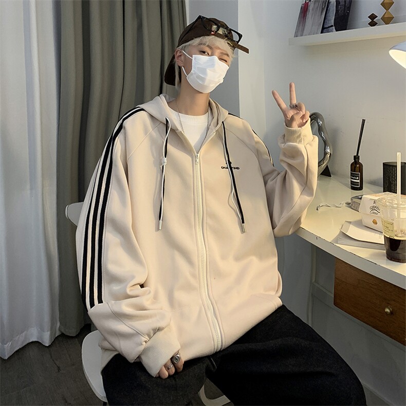 A924-P53秋季宽松运动休闲夹克外套美式潮牌ins条纹连帽卫衣男,男装夹克,星座512-6