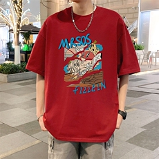 T851大码宽松纯棉运动圆领体恤衫oversize短袖T恤男重磅T，男装T恤，星座304A-1
