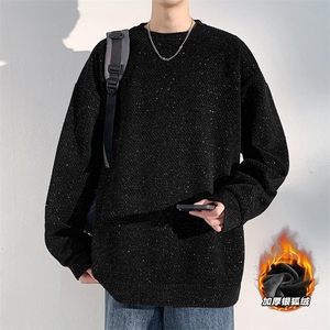保暖银狐绒雪尼尔520g重磅斜纹长袖卫衣男W5064J加绒-特P40控78图片