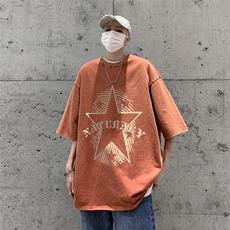美式水洗高街做旧蜡染潮牌宽松短袖t恤复古517A-2-SX215-P35，男装T恤，星座517A-2
