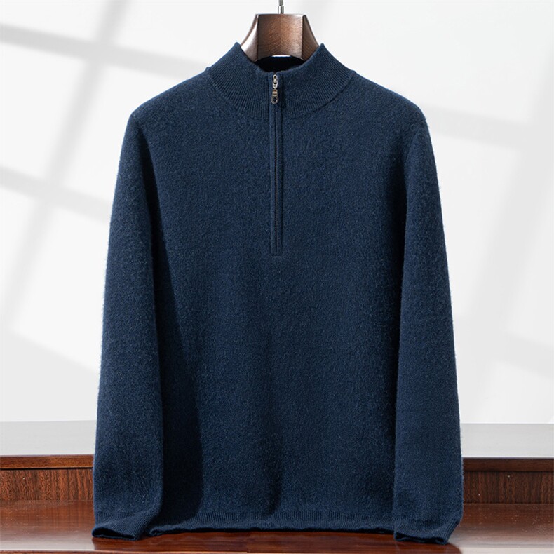 空气层半拉链时尚气质纯色男士秋冬新款羊绒衫，男装羊绒套衫，宏杨羊绒