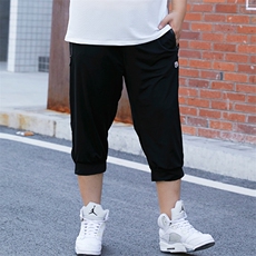 男大码休闲运动弹力7分裤冰丝网眼束脚中裤L-4XLP505XL-9XLP55，男装休闲裤，星座1516-1