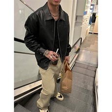 W9409-P70网图现货Cleanfit痞帅高街设计Pu皮衣机车皮夹克外套，男装夹克，星座1608-2