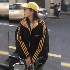 美式短款三条杠拼色棉服男款冬季立领设计感外套潮牌情侣面包服，男装棉衣，星座506A
