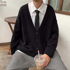 针织衫毛衣外套男士早秋季新款ins潮牌宽松V领纯色慵懒风开衫线衣，男装针织衫/毛衣，星座601-2