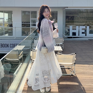 氛围感减龄套装裙女2025秋季新款独特好看渐变针织衫半身裙两件套图片