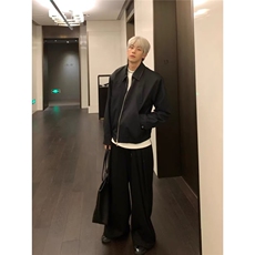 高级感白色休闲短款夹克外套男春秋小众双头拉链设计感垫肩上衣潮，男装夹克，星座813-2