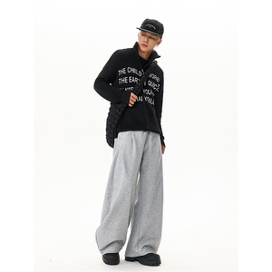 8XL-M新款美式解构设计感阔腿裤弯刀裤男宽松休闲运动裤K9179P58,回力鞋搭配图片