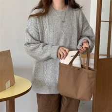 2025年秋季新款百搭女士麻花长袖套头衫，女装针织衫/毛衣，硕彦羊绒