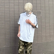 抖音得物高品质二开240克宽松纯棉美式潮牌三条杠织带短袖T恤，男装T恤，电商A486