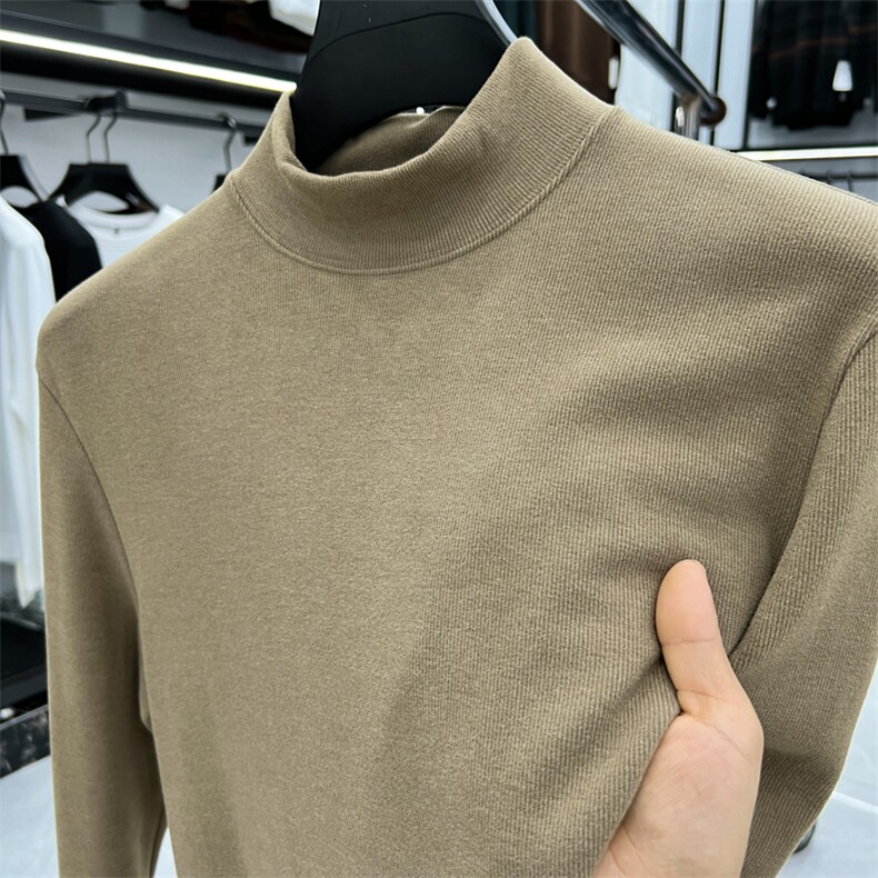 主推9色高品质男士德绒打底衫半高领休闲抓绒冬季保暖加绒内搭轻，男装T恤，钱塘207-1