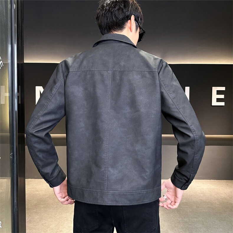 店主风2025秋季翻领皮衣男痞帅休闲外套男装夹克C317-J905-P135,男装夹克,电商C317
