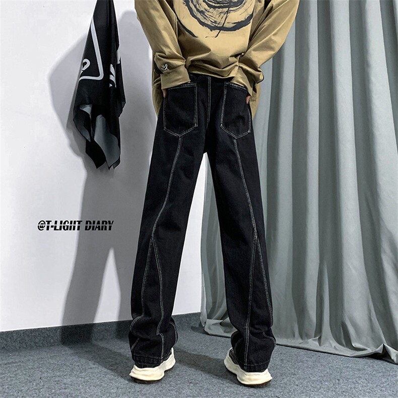 B221 美式ins高街小众男女情侣款修身直筒牛仔裤 LK22091-P60控78图片