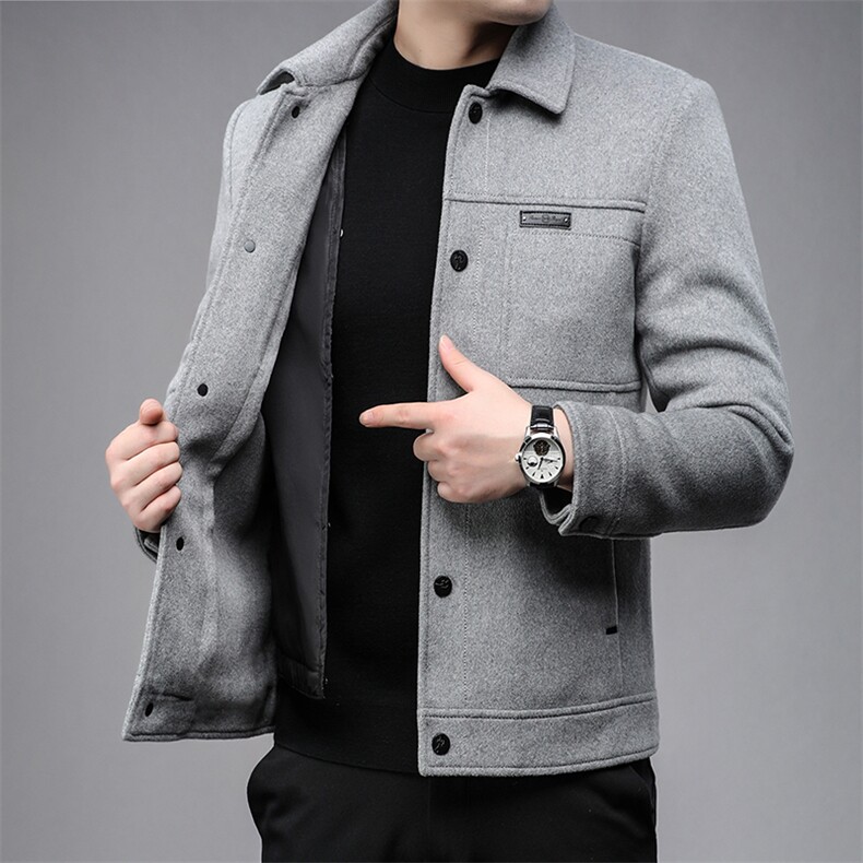 B811白鸭绒90绒毛呢羽绒服内胆可脱卸商务精品男士羽绒服外套,男装羽绒服,钱塘207-3