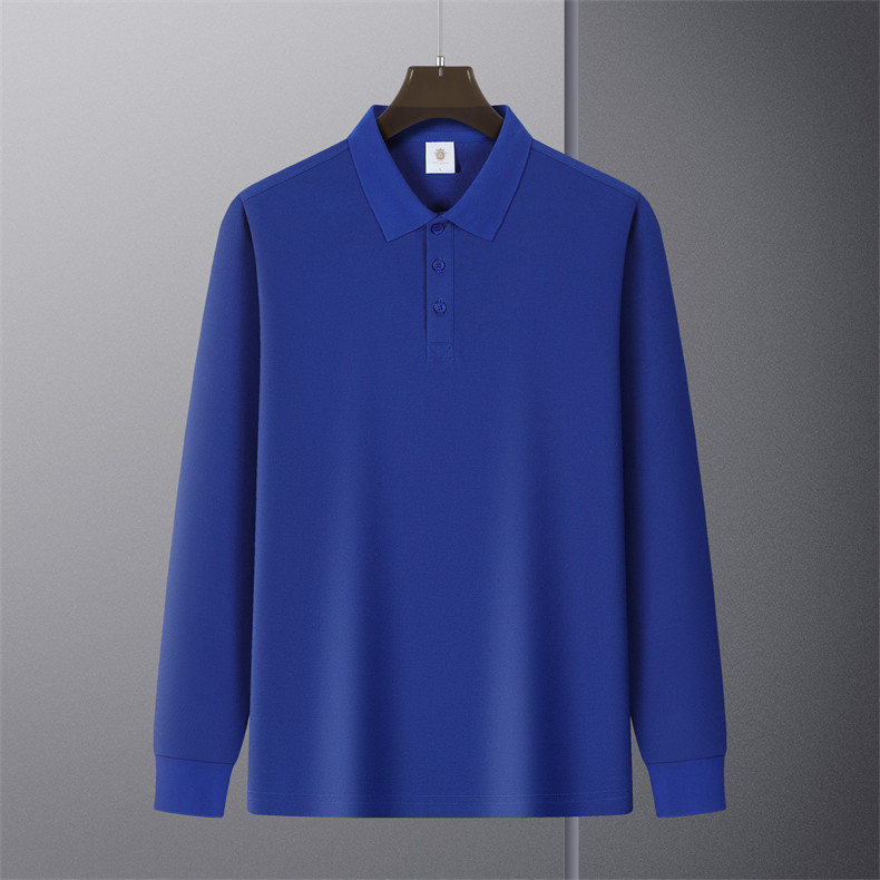 高端有翻领长袖POLO衫2025新款工作服定制纯色带领工衣T恤，男装Polo衫，电商B212（原钱塘6029）