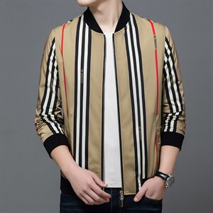 秋季男条纹外套新款潮流休闲夹克男秋装爸爸装外套ASDJ7506-P160，男装夹克，电商B212（原钱塘6029）