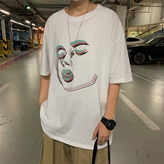 夏季T恤男ins超火上衣设计感短袖潮牌打底衫五分袖宽松T627-P20，男装T恤，星座512-2