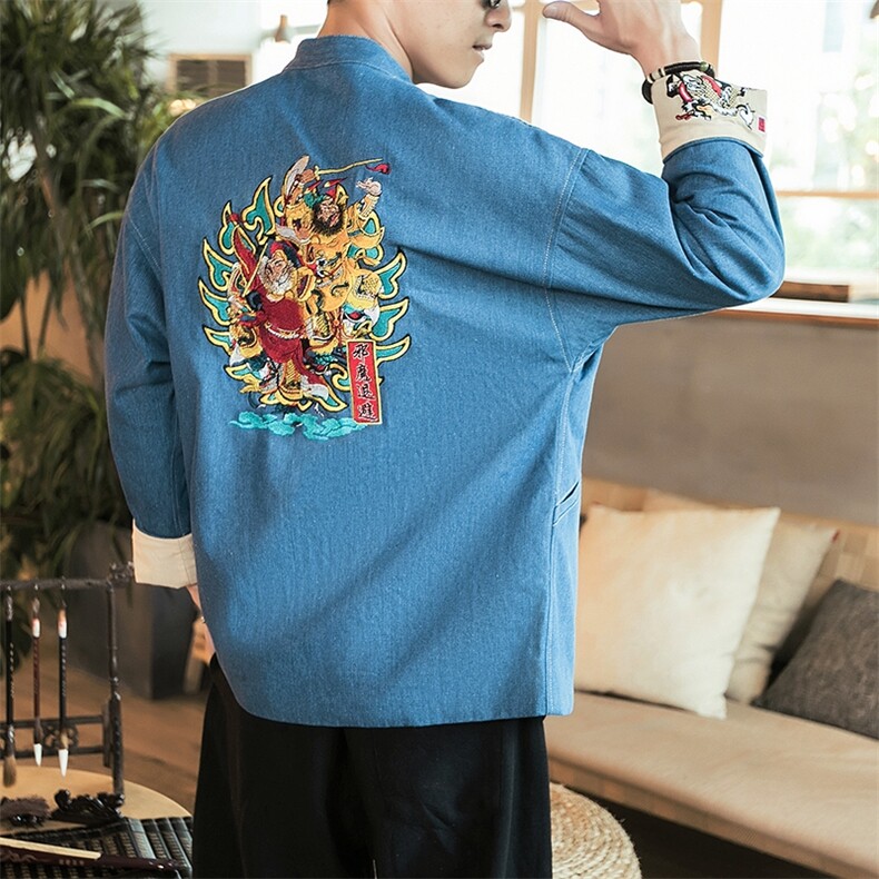 秋装风刺绣大码休闲牛仔夹克情侣复古外套潮男女JK17/P155,男装夹克,钱塘713