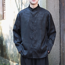 现货秋装长袖衬衫男士风立领盘扣开衫男CS01-P75控98，男装衬衫，电商A021
