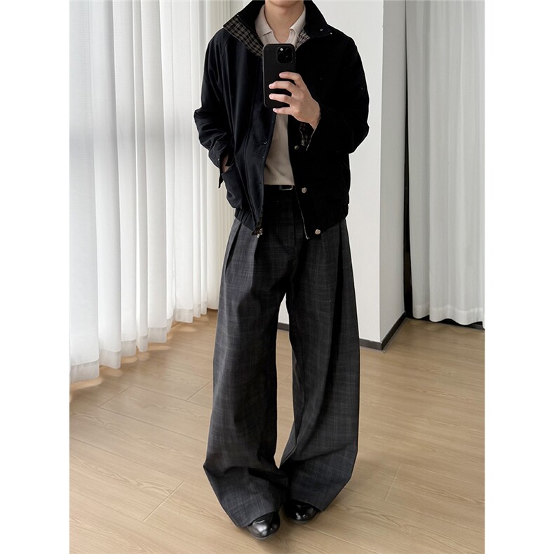 老钱风格纹拼接水洗棉夹克外套W1811/特P82,男装夹克,电商B350