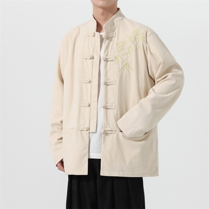 男士外套灯芯绒夹克盘扣立领唐装风XZ1512-2506单夹克-P85,男装夹克,星座1512