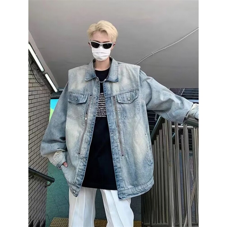 1506A/GY80900/P44复古潮流水洗牛仔外套男士休闲夹克,男装工装外套,星座1506A