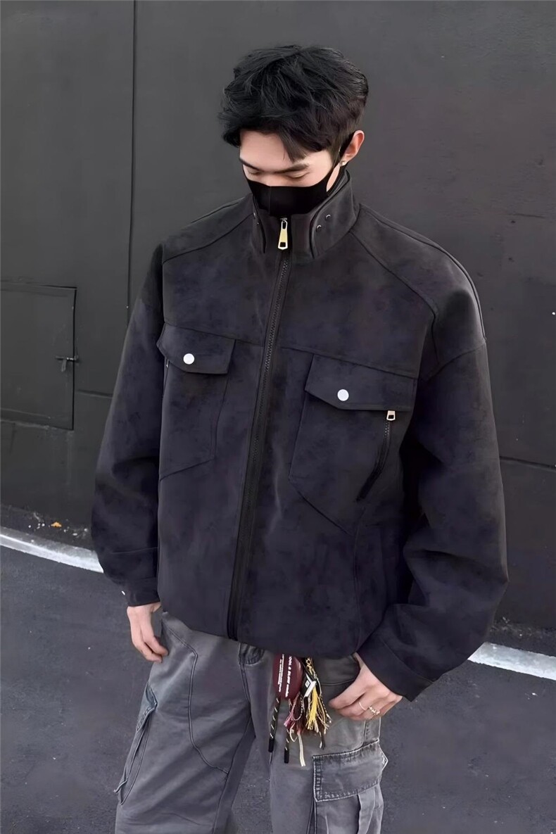 网图春季扎染PU皮衣皮夹克外套男6156T-TP53(树脂双头拉链）M-5XL,男装夹克,星座207
