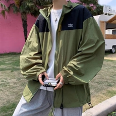 复古夏季工装拼接男户外冲锋衣情侣夹克外套连帽防晒衣F077-P42，男装夹克，星座308B-1
