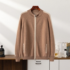 2025年秋季新款百搭七针双股虚提双色开衫，男装羊绒套衫，台绒羊绒