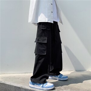 秋季新款百搭休闲长裤日系潮牌宽松工装裤男抽绳束脚裤 K4031-P47图片