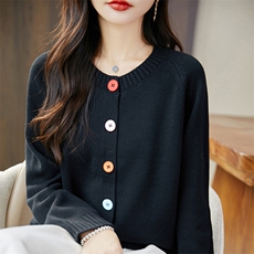 2025年秋季女士开衫长袖时尚，女装针织衫/毛衣，丹芙娇羊绒