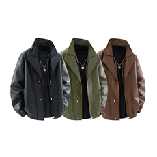 得物二开秋季街头机车服男士PU皮衣宽松潮牌外套痞帅JK1192-P90，男装皮衣，星座1103-3
