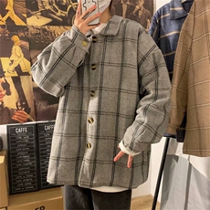 港风外套男韩版潮流情侣ins风衣夹克百搭格子毛呢衣服JK288-P70，男装夹克，星座1008-2