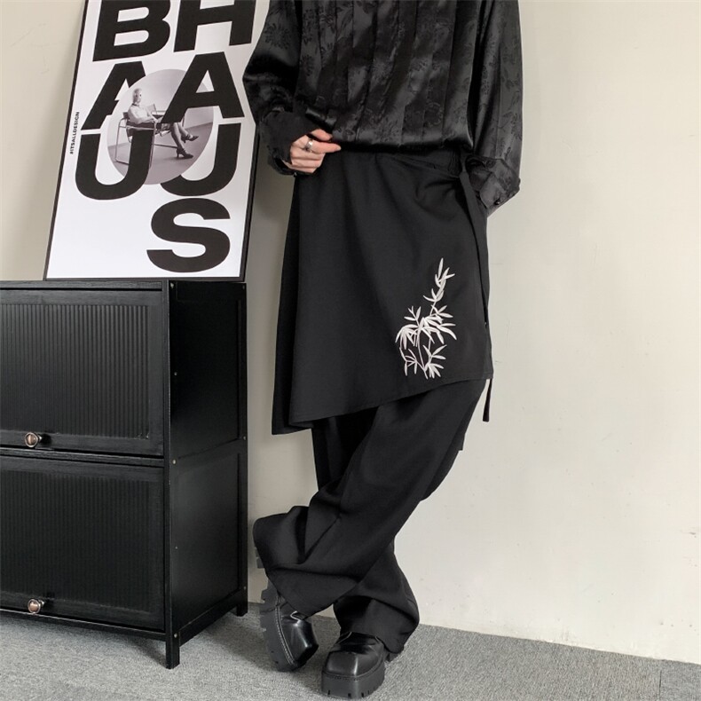 山本耀司纽扣日系叠层刺绣不规则无性别叠穿西裤男女宽松裙裤大码,男装西裤,星座909-2（原星座717-2）
