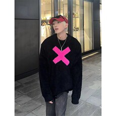 美式潮流字母X宽松外穿宽松仿貂绒毛衣青年男女秋冬季休闲针织衫，男装针织衫/毛衣，星座506A