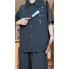 抖音品质夏季短袖男女刺绣短袖衬衫CS249P30，男装衬衫，星座1904A