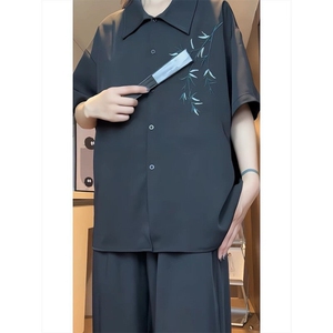 抖音品质 夏季短袖男女刺绣短袖衬衫 CS249 P30图片