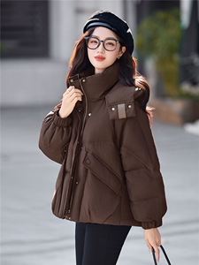时尚休闲连帽短款羽绒服女2025冬季新款小个子加厚保暖白鸭绒外套图片