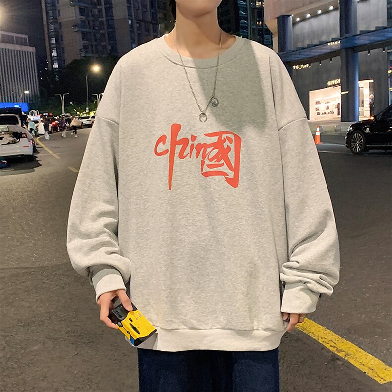 S6199-P28加绒款-P33秋季圆领卫衣男大码韩版宽松长袖外套,男装卫衣,电商A040
