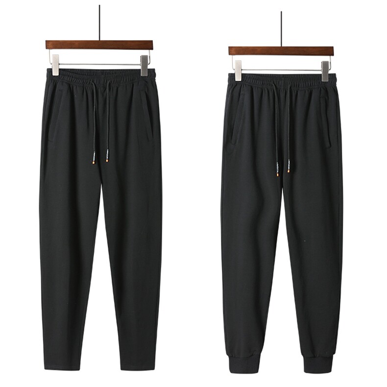 M-8XL 男日系小脚黑色休闲裤春秋弹力运动卫裤5032-1P45图片